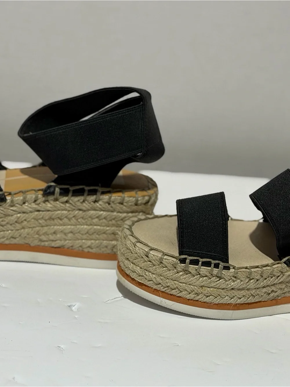 Dolce Vita Black Espadrille Platform Sandals with Ankle Wrap